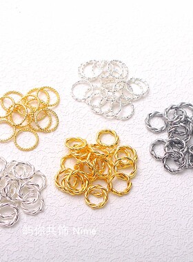 14K18k银包金哑金批花闭口圈麻花圈diy手串隔珠连接圈项链材料饰