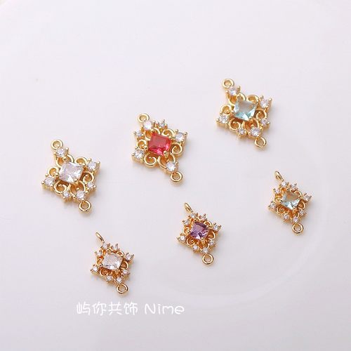 18k铜包金镶锆石宫廷风双环吊坠