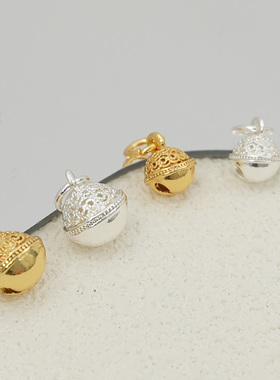 屿你精选18K铜镀金镂空铃铛挂件diy手工编织手链百搭配件饰品吊坠