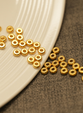 18k包金保色配件/隔片3mm/4mm/5mm隔珠diy饰品配件散珠10颗一份