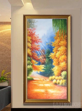手绘欧式风客厅玄关装饰画定制