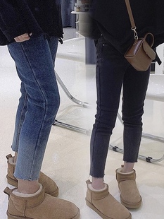 女童修身牛仔裤2025秋冬加绒新款渐变色小脚裤儿童百搭弹力铅笔裤