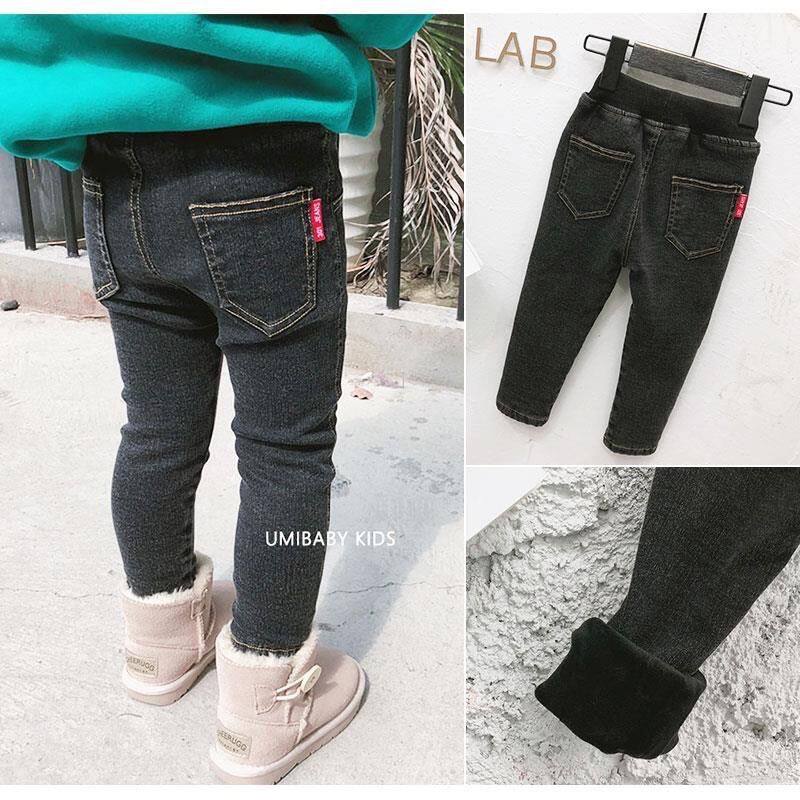 女童牛仔裤秋冬新款加绒女宝宝修身打底裤洋气儿童弹力铅笔小脚裤
