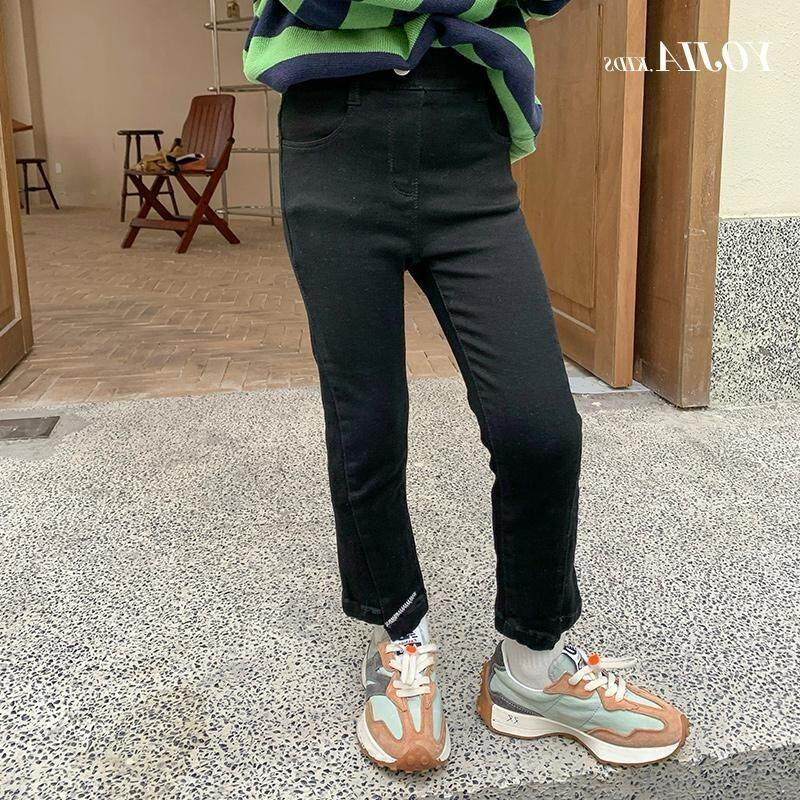 女童秋装裤子儿童长裤宝宝烟管裤小脚裤黑色弹力牛仔裤微喇裤子潮