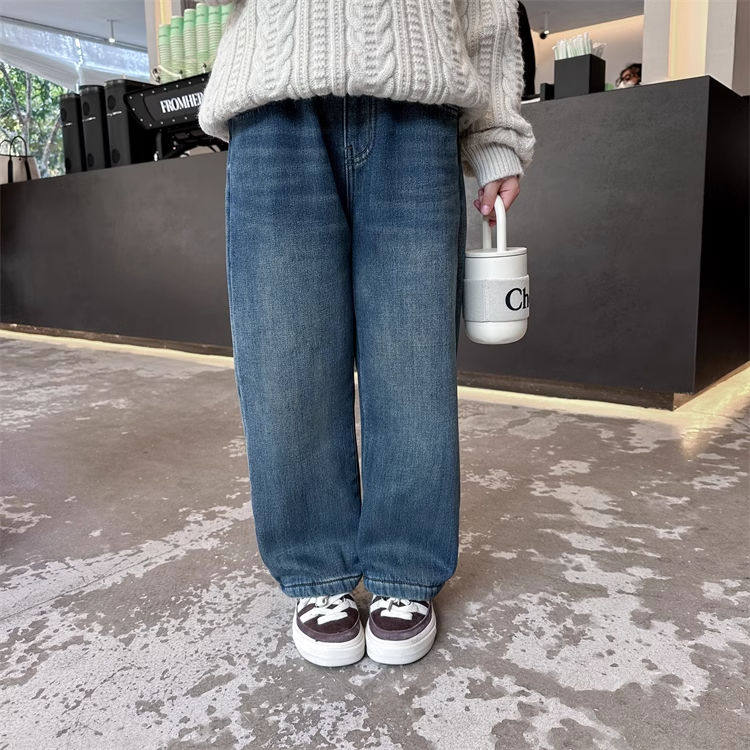 女童加绒牛仔裤2025秋冬新款裤子儿童加厚直筒裤中大童休闲裤子潮,童装/婴儿装/亲子装,儿童牛仔裤,淘宝优惠券,粉丝福利购,淘宝优惠卷