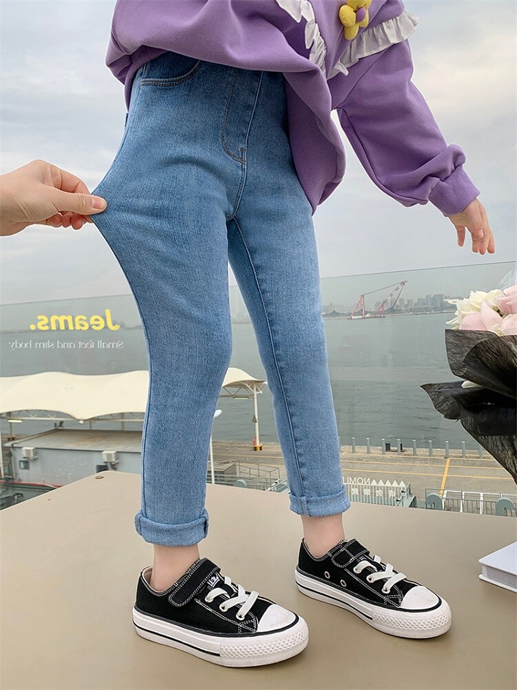 女童牛仔裤2026春季新款儿童韩版宝宝小脚修身弹力百搭铅笔裤子潮图片