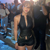 紧身性感超短裤 背心 亚裔辣妹pu皮拉链不规则无袖 套装 女 Sisjuly