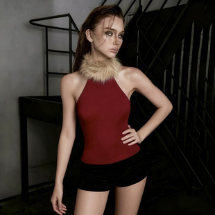 高级感拿捏 时尚 毛茸茸拼接百搭显瘦修身 款 背心女秋 无袖 Sisjuly