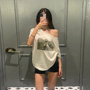 #Sisjuly# 美式复古宽松经典柏林墙T恤女 ins风休闲潮牌百搭上衣