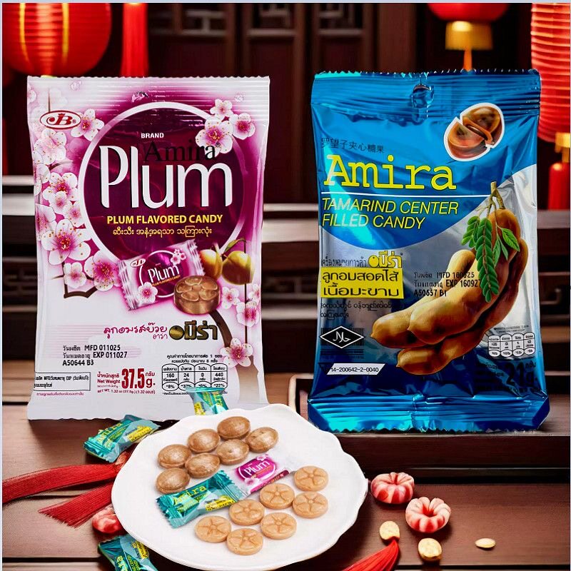 泰国进口Amira罗望子糖夹心糖果酸甜蜜饯休闲零食袋装咖啡味120g