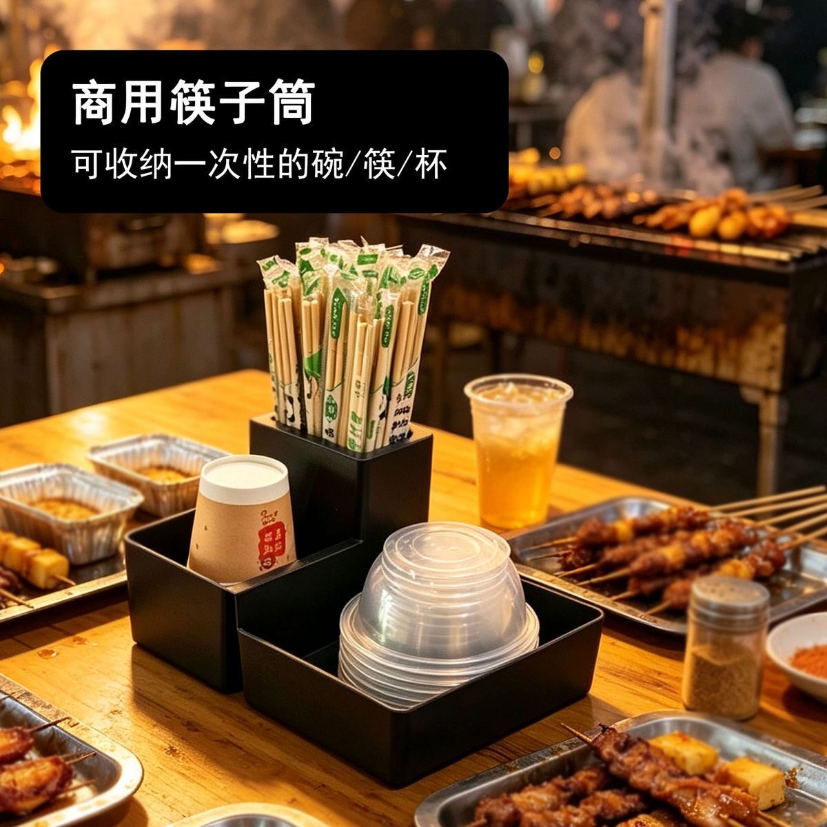 一次性碗筷杯收纳商用筷筒图片
