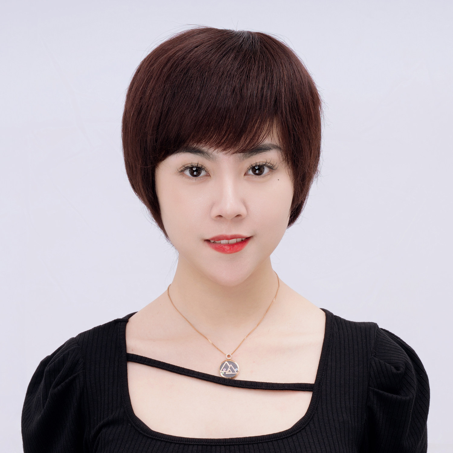 假发女短直发短发中老年女士妈妈真发套自然短直发真人发丝遮白发