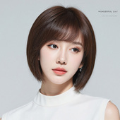 2025新款 假发女全头套真人发丝短发方圆脸波波头日常真发自然减龄