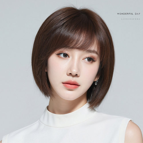 2025新款假发女全头套真人发丝短发方圆脸波波头日常真发自然减龄