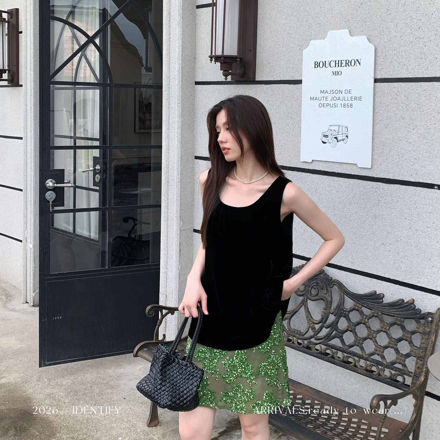 IDENTIFY 复古高级感丝绒真丝马甲女2026夏季黑色U型领背心上衣