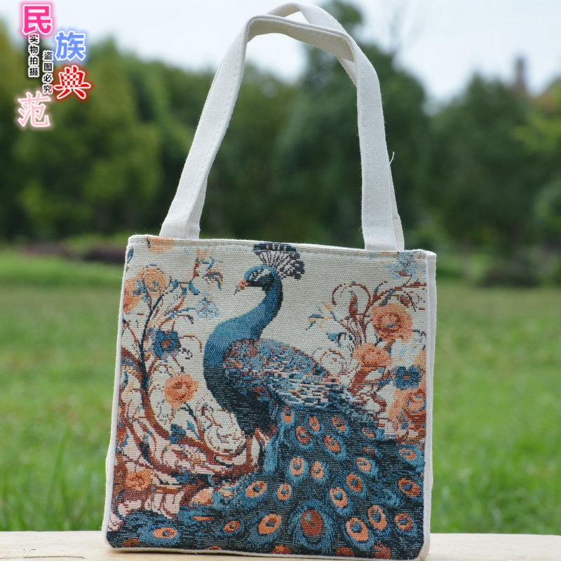 云南民族风特色手工布艺手提帆布包耐磨时尚百搭款刺绣大象手拎包
