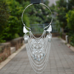 云南民族风少数民族彝族苗族景颇族银饰项圈高端大气项链演出道具