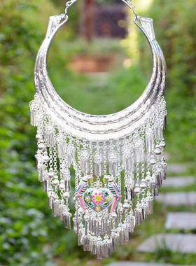 中国民族风特色少数民族彝族景颇族苗族项圈银饰项链舞蹈演出配饰