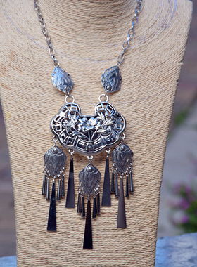 云南民族风少数民族藏银苗银景颇族蝴蝶项链饰品原创设计演出道具