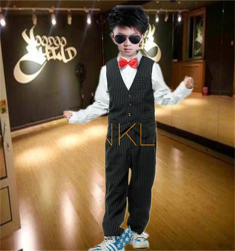 儿童礼服男童花童婚礼表演钢琴主持人演出男孩小西装马甲套装夏季