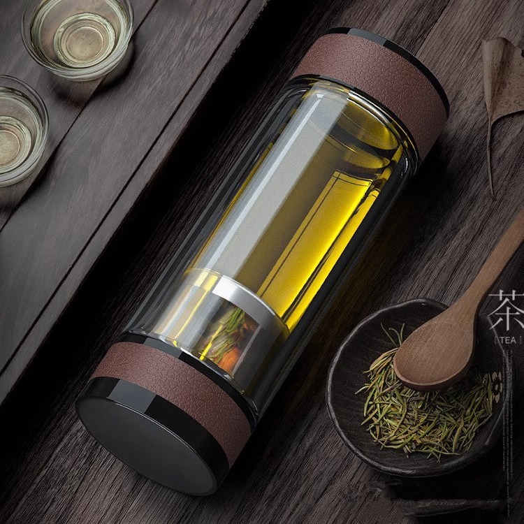 德国高档双层茶水分离玻璃杯