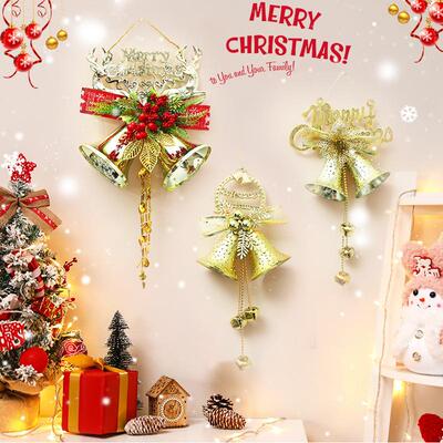 圣诞节chistmas装饰品挂件圣诞金色铃r铛圣诞树吊饰布置场景氛围