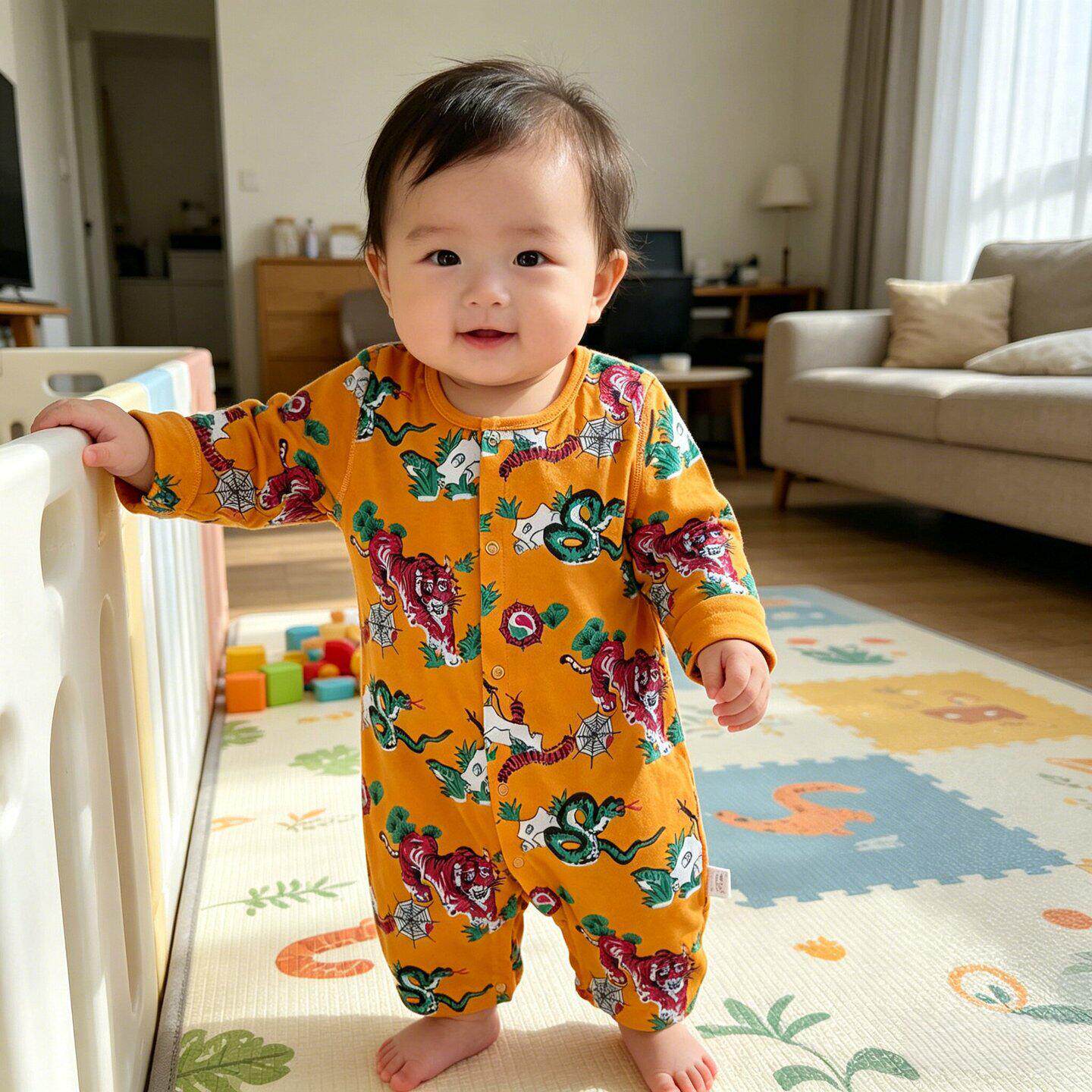 端午节儿童服装婴儿老虎衣服宝宝无骨连体长袖端阳立夏五毒百虫衣