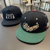 美式 嘻哈风撞色棒球帽男女平沿刺绣帽子街舞潮帽大头围鸭舌帽板帽