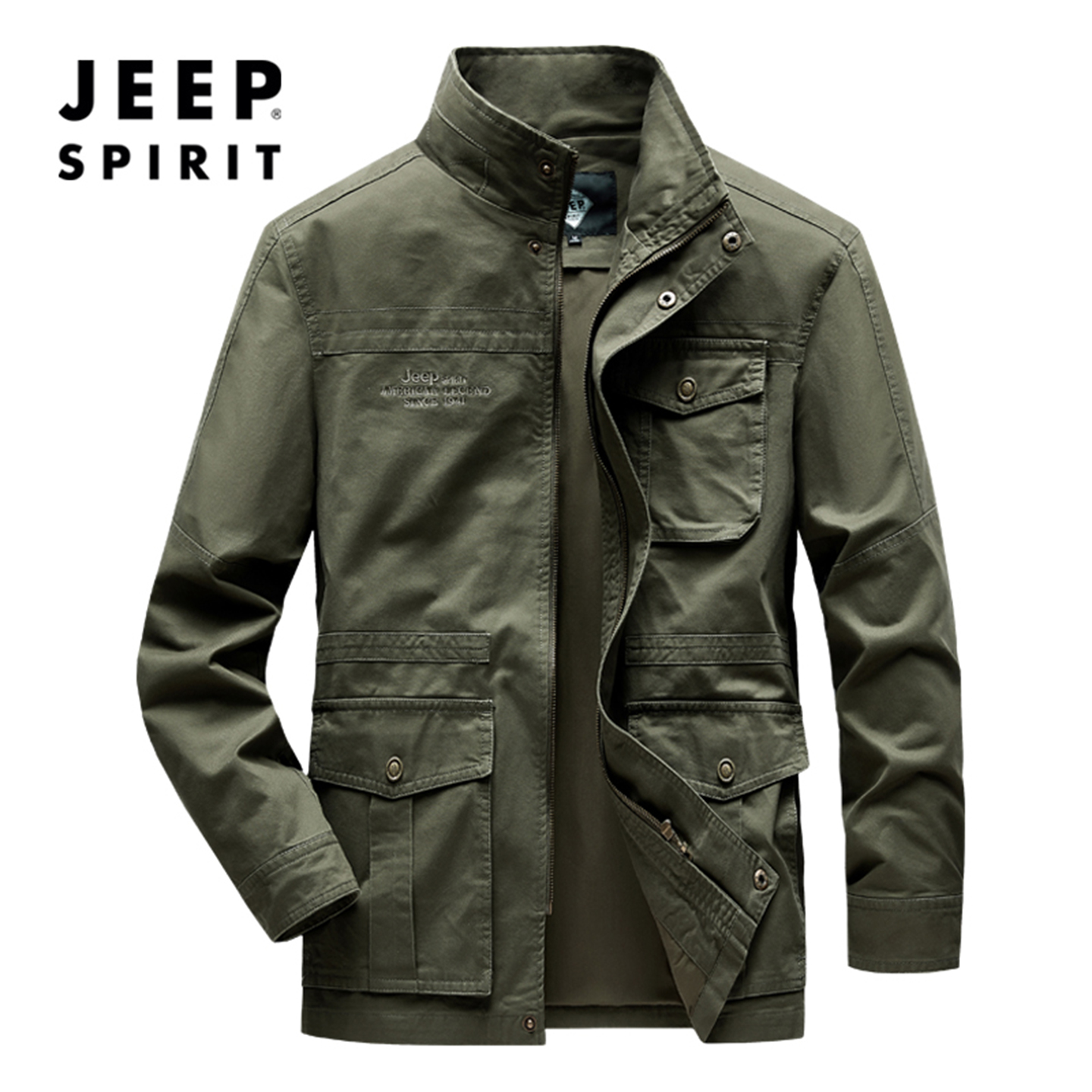 JEEPSPIRIT吉普户外夹克男秋冬厚款水洗纯棉外套加绒保暖上衣服潮