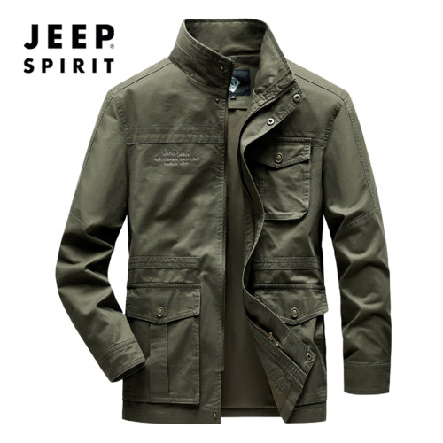 JEEPSPIRIT吉普户外夹克男秋冬厚款水洗纯棉外套加绒保暖上衣服潮