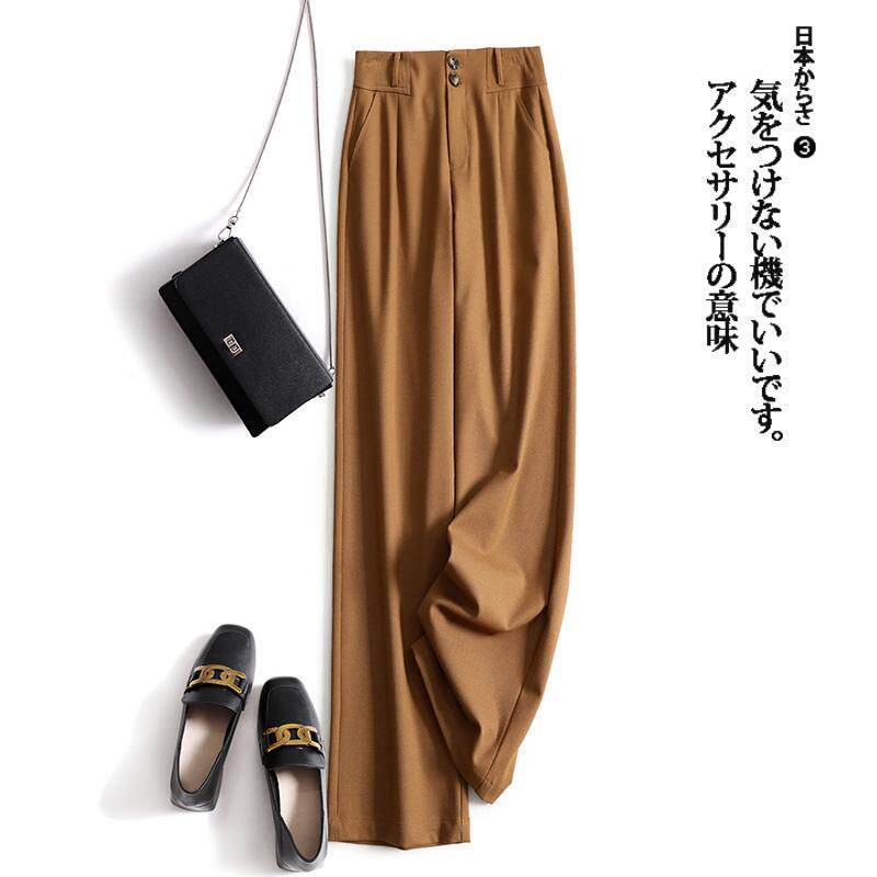 가을 겨울 여성을 위한 와이드 레그 팬츠 새로운 스타일의 하이 웨이스트 루즈하고 슬림한 스트레이트 레그 캐주얼 정장 바지