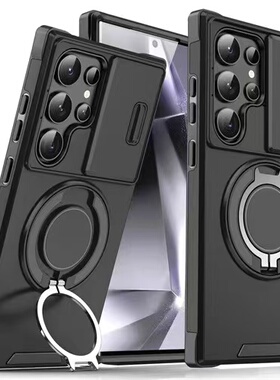 推拉窗三星S24防摔手机壳GalaxyS25/S23/S21/S20FE磁吸无线充指环支架S22ultra全包保护套s23plus男女保护壳
