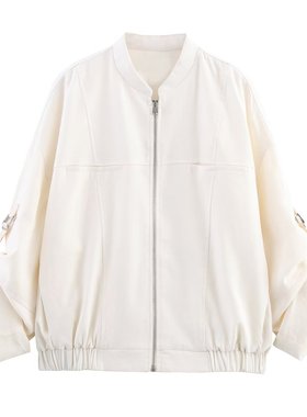 跨境外贸女装2025秋欧美立领长袖宽松休闲夹克棒球服外套E490012