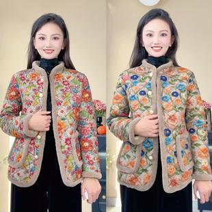 碎花加绒加厚保暖棉衣棉服外套洋气中老年人棉袄女 妈妈装 冬季 新款