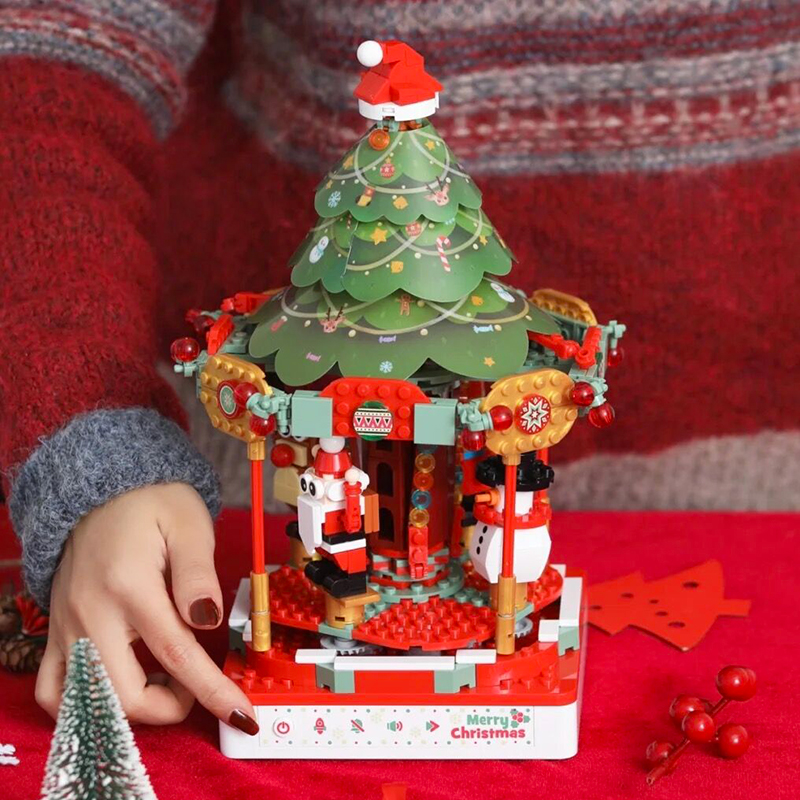 国产积木JAKI佳奇歌舞圣诞音乐盒女生拼装摆件玩具圣诞节生日礼物 玩具/童车/益智/积木/模型 普通塑料积木 原图主图