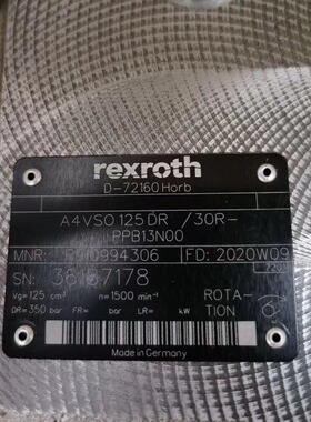力士乐柱塞泵R910994306液压泵A4VSO125DR/30R-PPB13N0水泥厂油泵