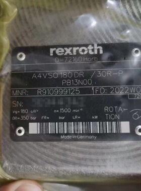 力士乐柱塞泵R910999125液压泵A4VSO180DR/30R-PPB13N00工程油泵
