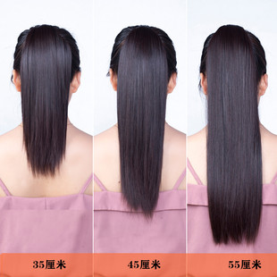 假发长直发马尾抓夹绑带马尾辫中长款直马尾短款逼真女士假马尾