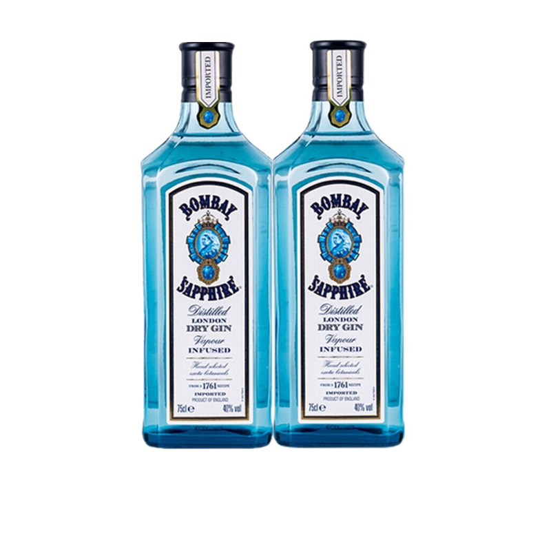 孟买蓝宝石金酒杜松子酒琴酒鸡尾酒基酒 BOMBAY 双瓶装英国洋酒