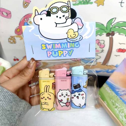 新款吉伊卡哇乌萨奇砂轮打火机创意包纸一次性明火小巧便携礼物