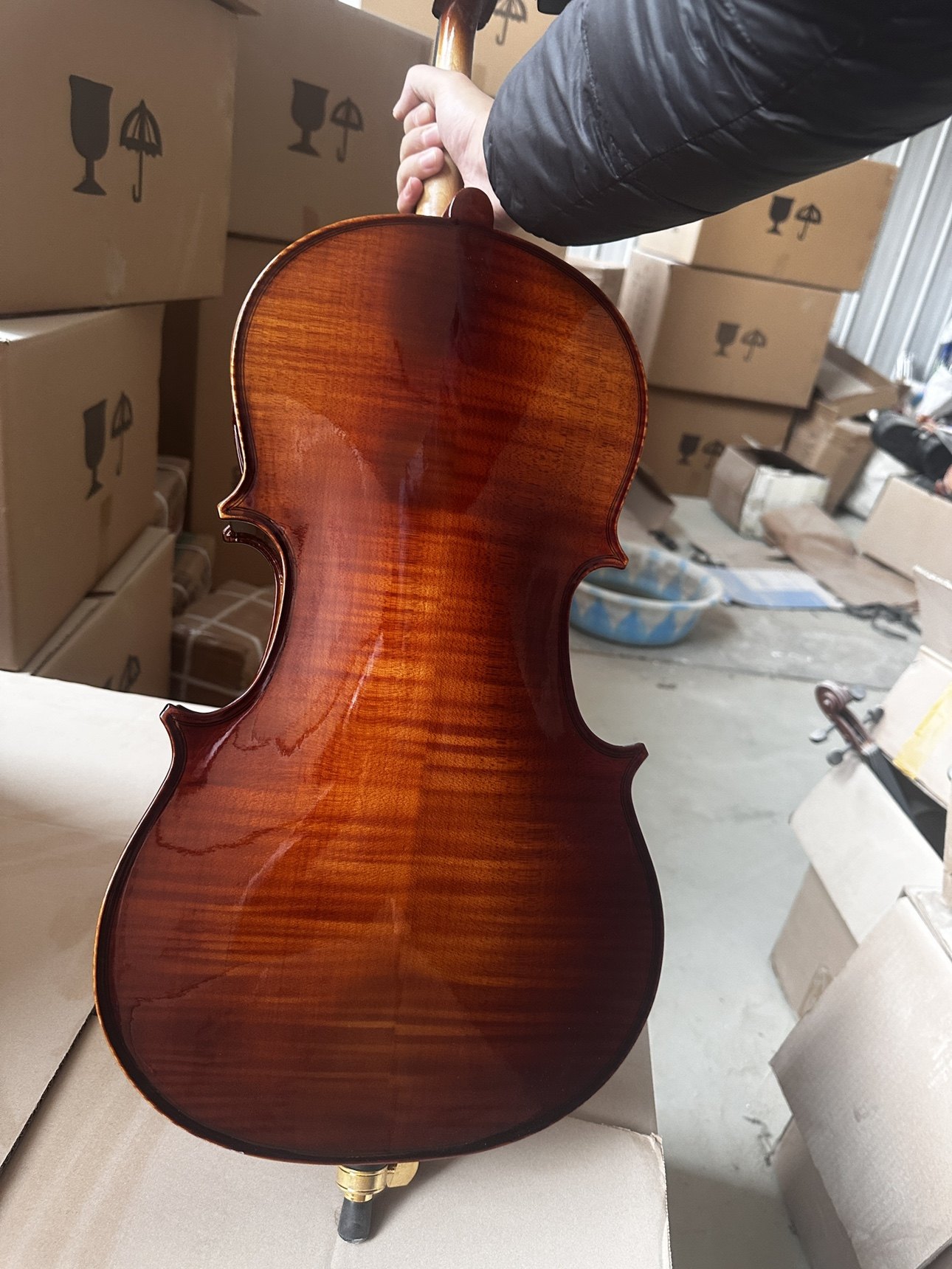 1/10虎纹大提琴云杉枫木考级练习儿童入门学习大提琴