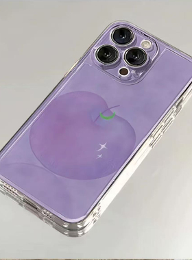 油画紫苹果适用iPhone16promax手机壳17简约15小众14plus新款13透明11/12创意华为p70荣耀vivo小米红米OPPO