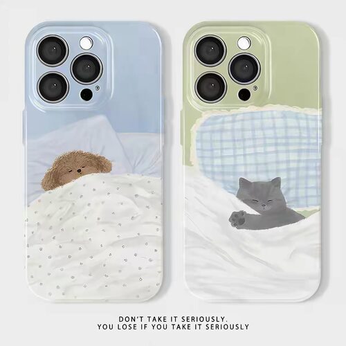 睡觉猫狗适用苹果18promax手机壳14情侣iPhone16新款17可爱13小众15plus菲林华为p70荣耀90vivo小米红米OPPO