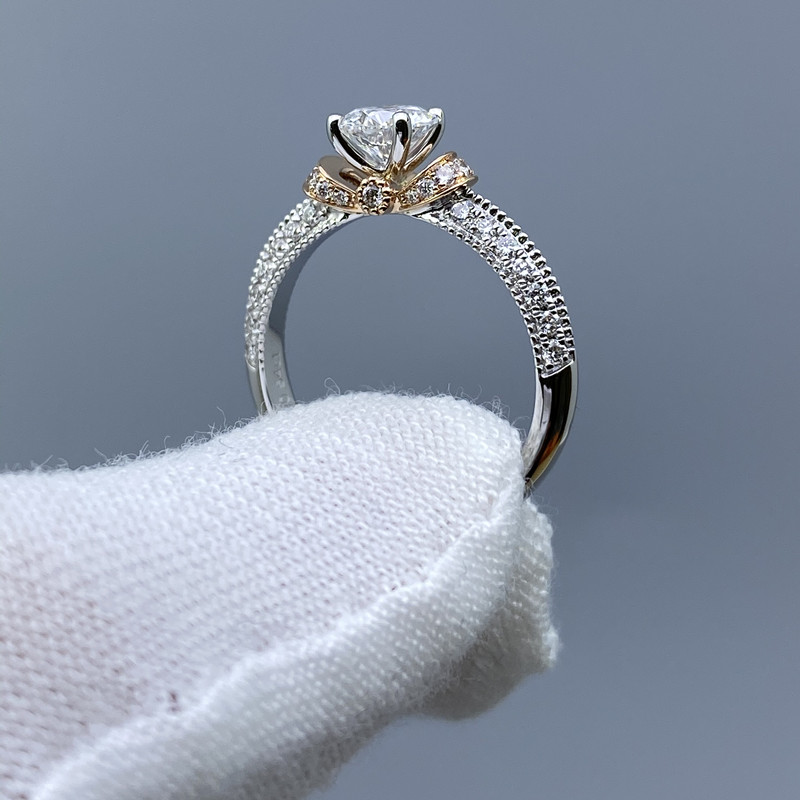 花苞18K玫瑰金钻戒培育钻石CVD人造人工钻石人造钻石裸钻婚戒定制