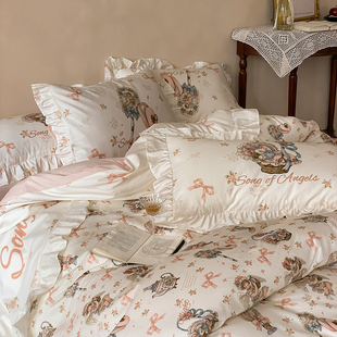 洛丽塔复古天使摇篮曲床上四件套全棉纯棉床单被套