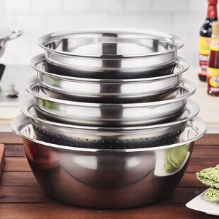 【5件套】不锈钢套盆家用洗菜盆和面盆厨房淘米漏盆打蛋盆装汤盆