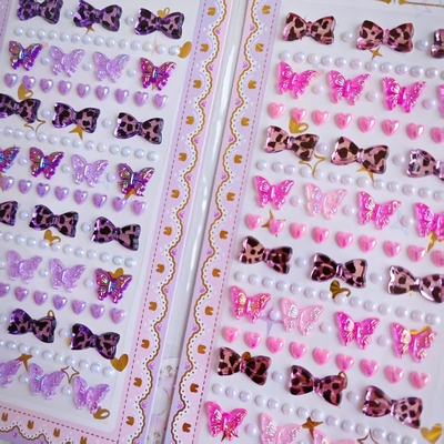 蝴蝶结儿童贴纸宝石水晶亚克力钻石贴纸女孩装饰创意diy奖励蝴蝶