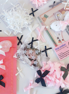 ins风出卡装饰粉色黑色白色蝴蝶结打包素材配件小清新少女心搭配