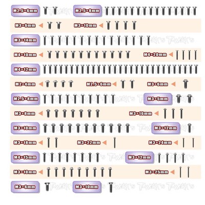 T-WORK'S  AE RC8B4 B4E 全车UFO头钛合金螺丝TSSU-RC8B4
