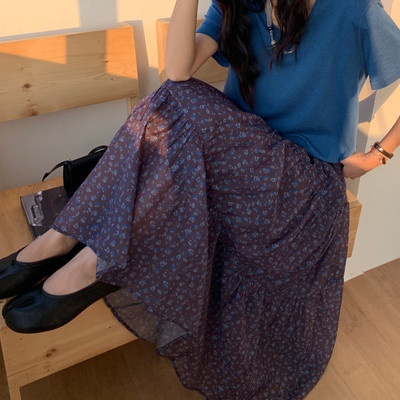 韩系温柔飘逸小碎花松紧